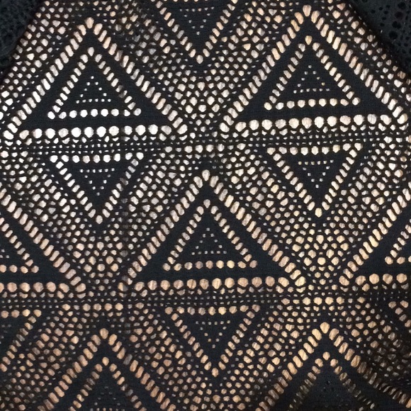 Hi-Low Geometric Black Lace Swimsuit Coverup Dress - Picture 2 of 6